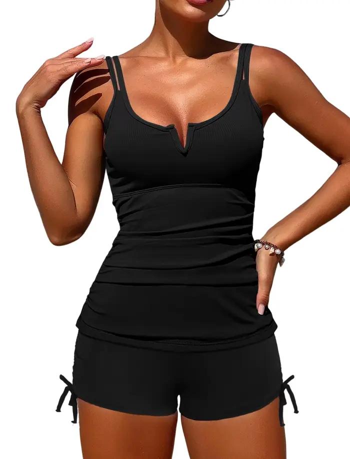 Maillots de bain tankini pour femmes à décolleté en V