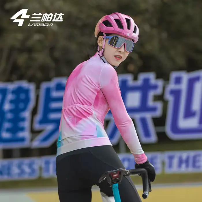 Lameda-Maillot de cyclisme à manches longues pour femme, vêtements de vélo d'hiver, fermeture éclair complète avec poches, vêtements de vélo de route, sourire