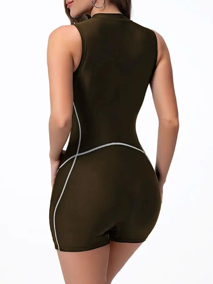 Maillot de bain une pièce sans manches 2026 pour femme avec fermeture éclair