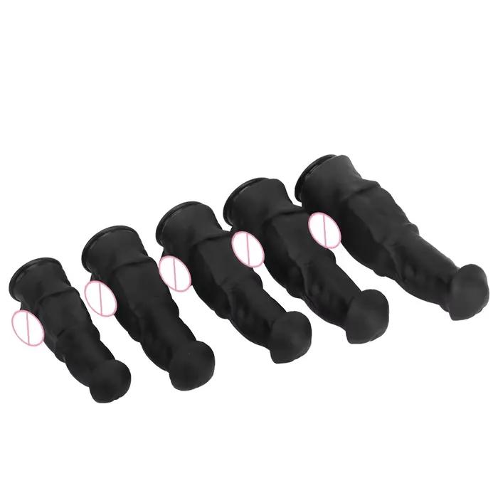 5 tailles de pénis cheval doré pour hommes et femmes avec Silicone souple grand dos Court Plug Anal dispositif de Masturbation Simulation
