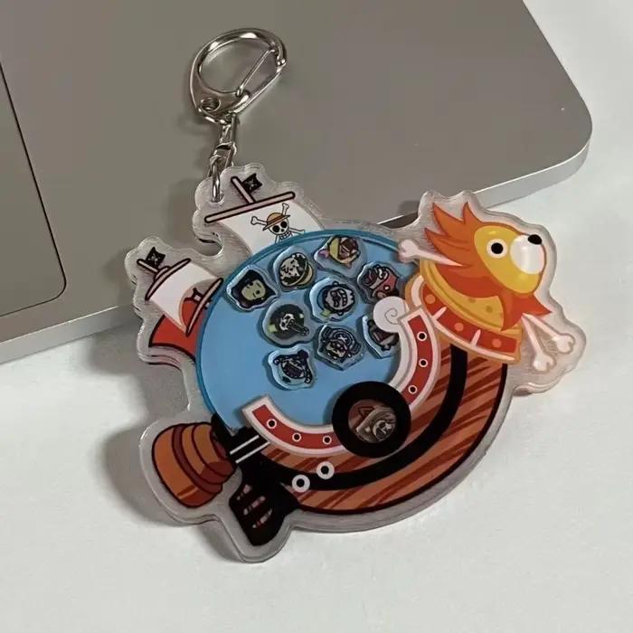 One Piece Monkey·D·Luffy Dessin animé créatif Mignon Shake Musique Porte-clés Personnalisé 2D Anime Périphérique Simple Sac à dos Pendentif