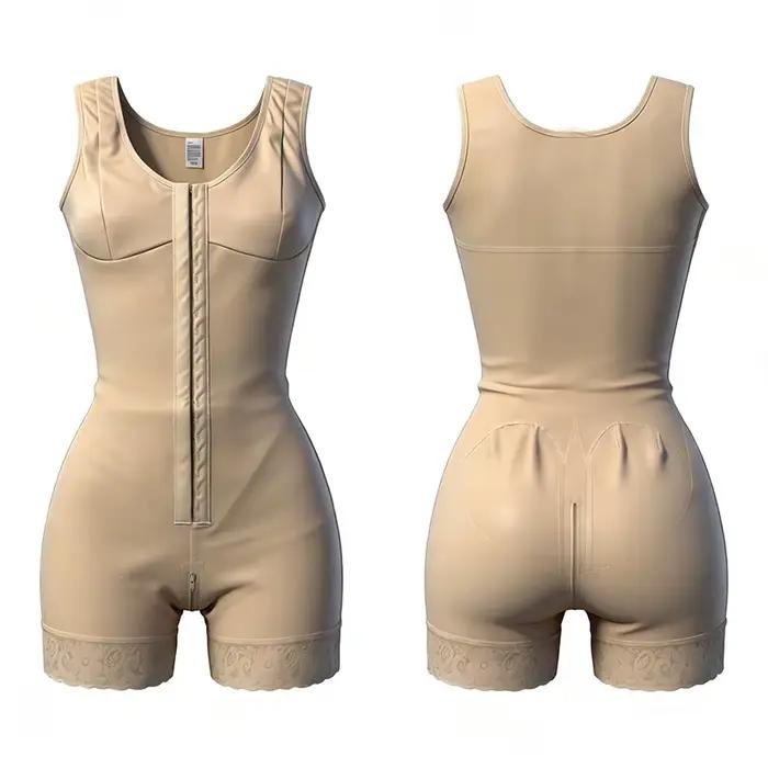 Body gainant amincissant pour femme à haute compression avec broches de maintien de la poitrine, pour usage quotidien et post-chirurgical, effet ventre plat