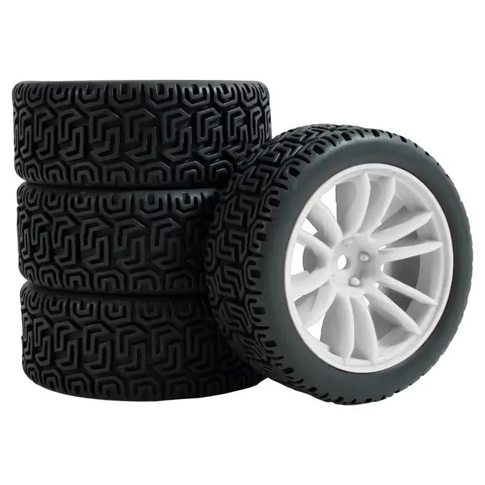 Pneu de voiture RC 1/10 à motif labyrinthe, bande de roulement rallye et pneu slick de drift, compatible avec MJX 10303 10304 LAIKALO XTS-S10 TRAXXAS Ford RC Rally Car