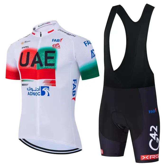 Maillot et Short de Cyclisme Jaune Fluorescent Émirats Arabes Unis pour Hommes – Tenue de Vélo VTT et Route 2026