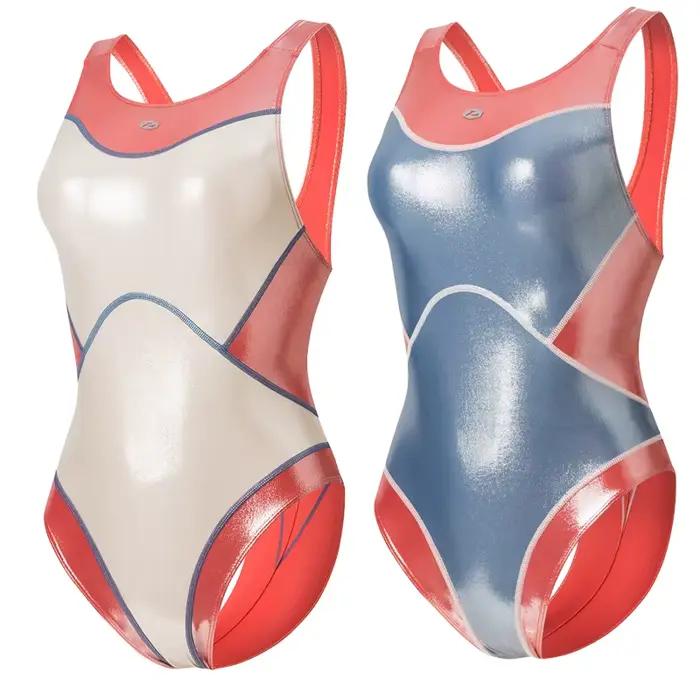 LEOHEX Lycra compétition maillot de bain une pièce body japonais brillant pour la natation et le fitness surf plongée