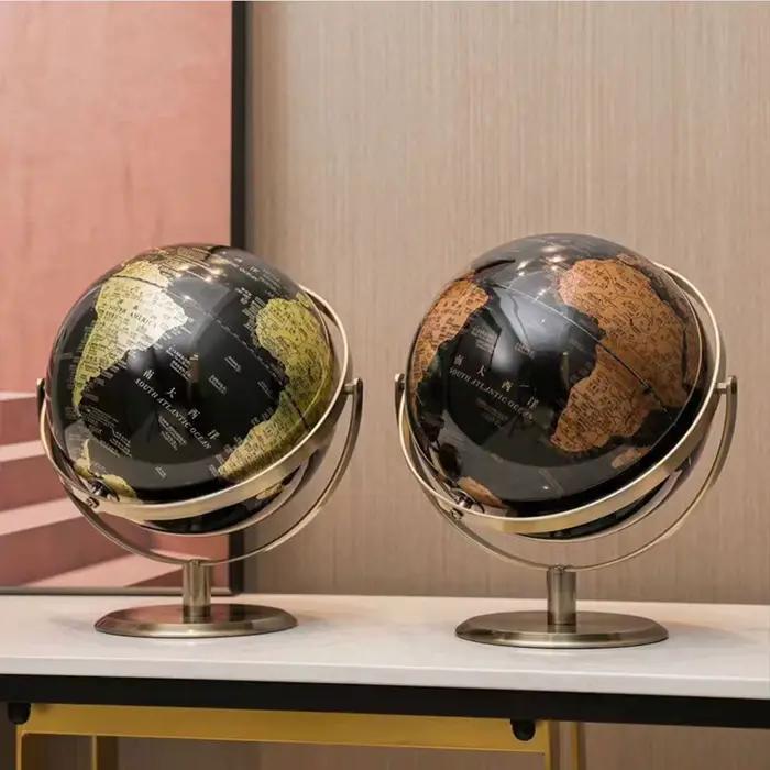 Accessoires de décoration pour la maison Globe du monde rétro Globe de bureau moderne géographie carte d'apprentissage créative pour l'éducation des enfants or rouge 2 tailles