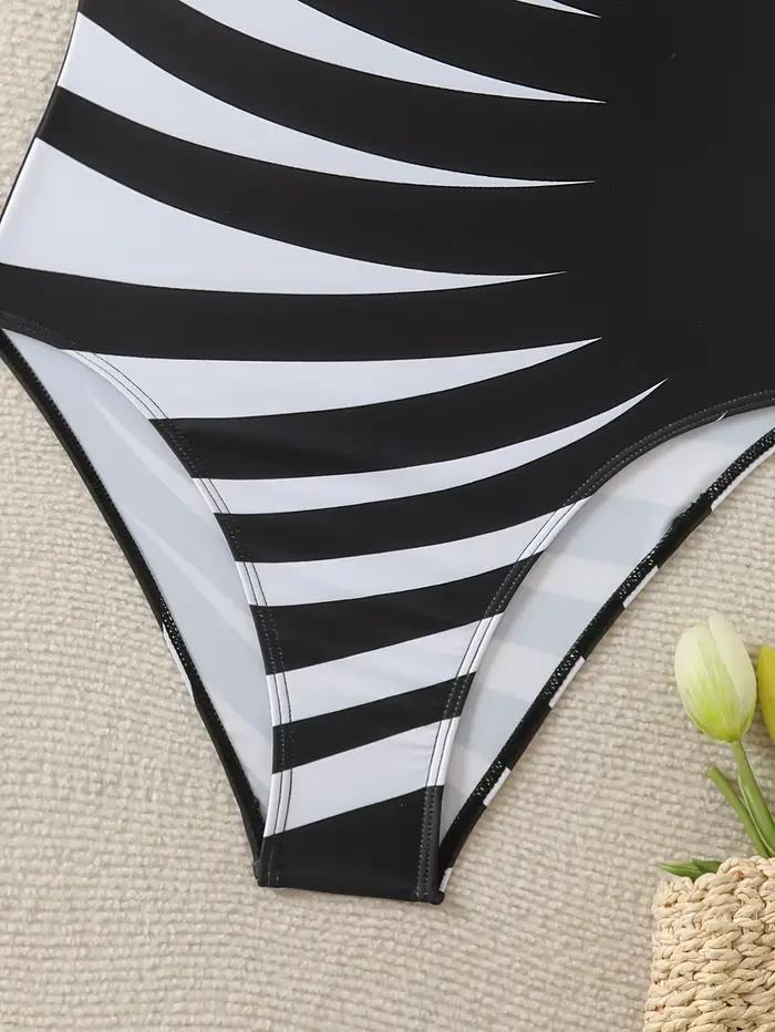 Nouveau Maillot de Bain Une Pièce Rayé Noir et Blanc 2026 pour Femme