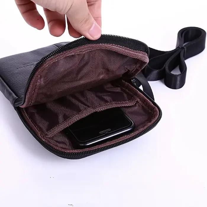 Sac de taille en cuir pour hommes, sac pour téléphone portable, ceinture de Sport de plein air, petit sac à bandoulière pour faire d'affaires