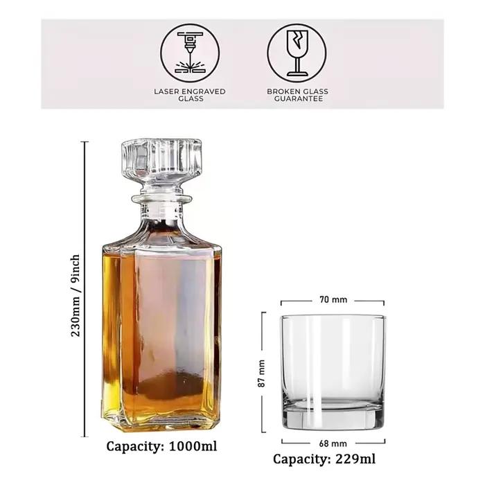 Bouteille de whisky personnalisée et verres à whisky, ensemble de carafe à whisky sur mesure, cadeau de retraite, cadeau de diplôme, cadeau pour les demoiselles d'honneur