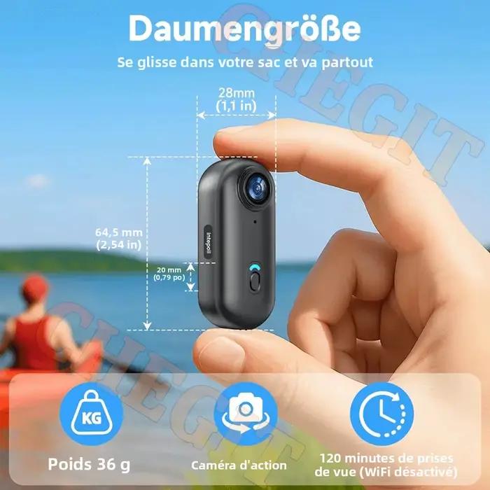 Mini caméra d'action 4K HD pour moto, légère, avec Wi-Fi, pour POV, sport routier, vélo, vlog et suivi d'animaux
