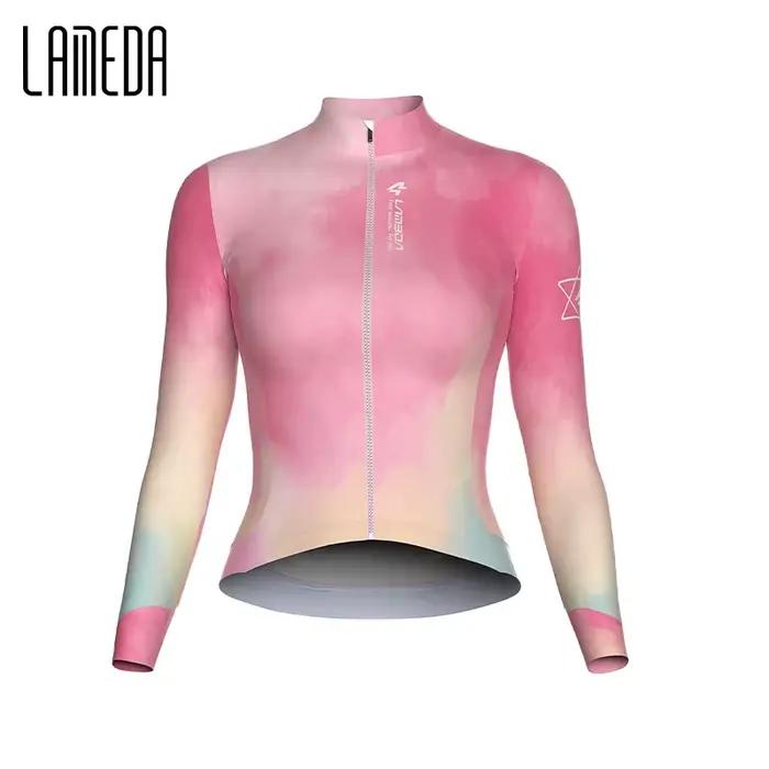 Lameda-Maillot de cyclisme à manches longues pour femme, vêtements de vélo d'hiver, fermeture éclair complète avec poches, vêtements de vélo de route, sourire