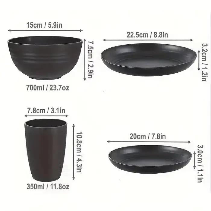 Ensemble de vaisselle 16 pièces, assiettes, bols, tasses incluses pour la maison, Camping familial, pique-nique, fête, fournitures de cuisine, ensemble de vaisselle