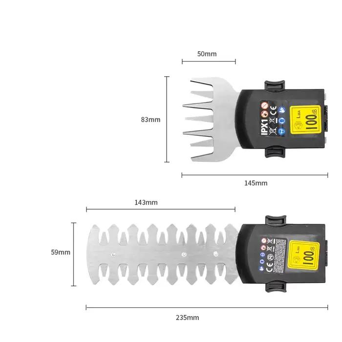Taille-haie électrique sans fil 2-en-1 rechargeable, coupe-herbe électrique, scie de désherbage, cisaille à arbustes, sécateur de jardin
