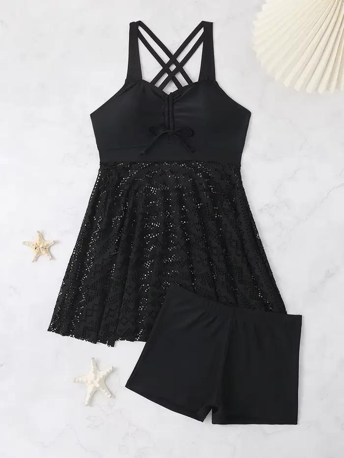 Maillot de bain 2 pièces tankini et jupe de plage pour femme