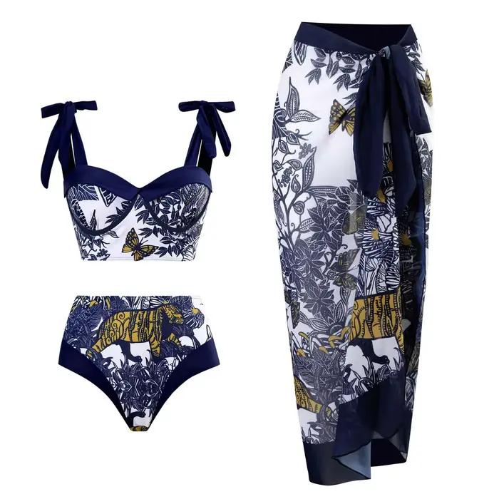 Maillot de bain brésilien avec jupe pour femme