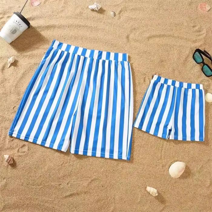 Maillot de bain une pièce à rayures pour la famille tenue de plage assortie bikini pour mère et fille short de bain pour père et fils été vacances mode décontractée polyester coton