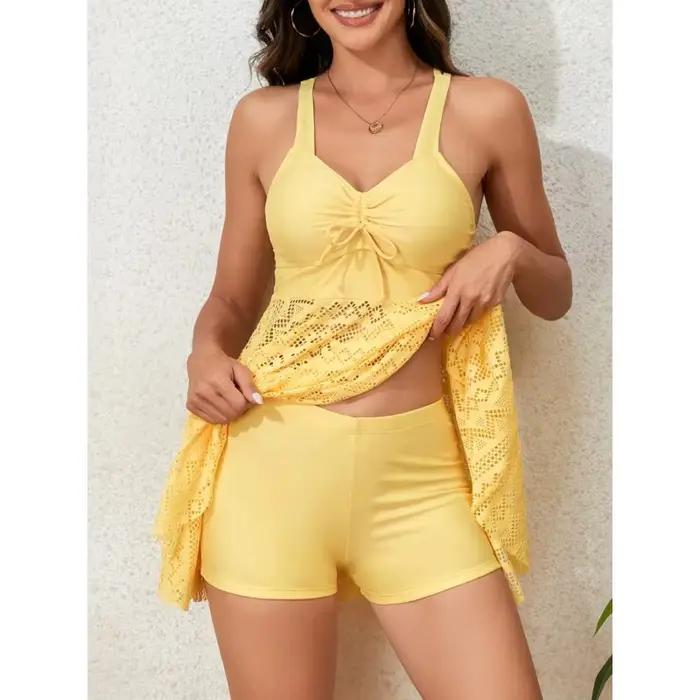 Maillot de bain 2 pièces tankini et jupe de plage pour femme