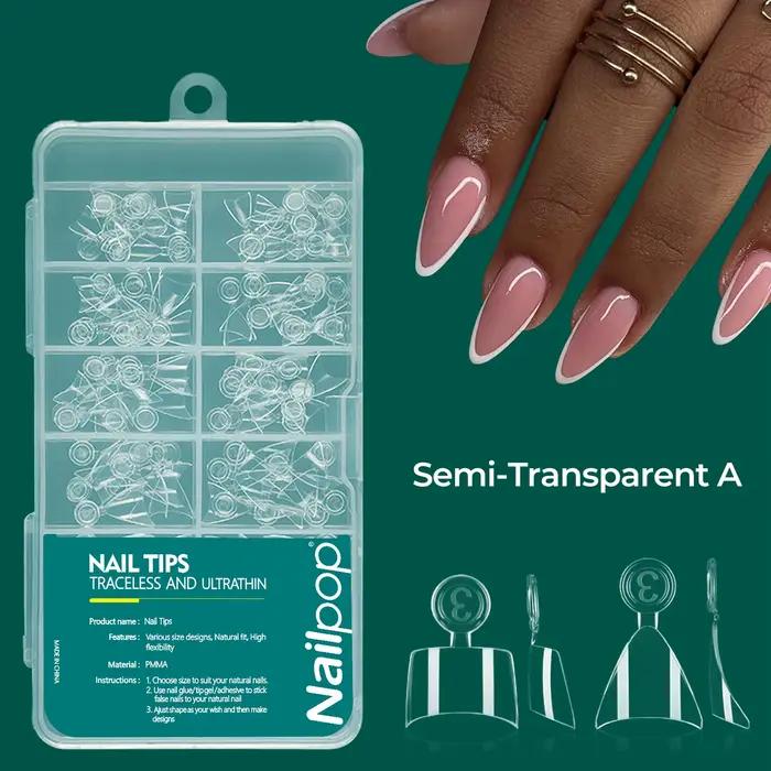 Nailpop – Capsules d'ongles en gel souple, 12 tailles, transparentes et durables, à presser, pour extension d'ongles en acrylique et polygel, 120 pièces