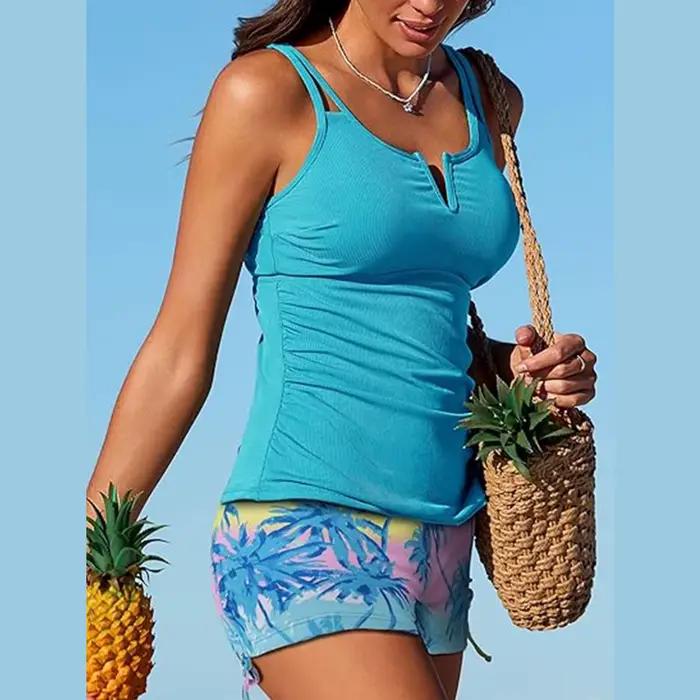 Maillots de bain tankini pour femmes à décolleté en V