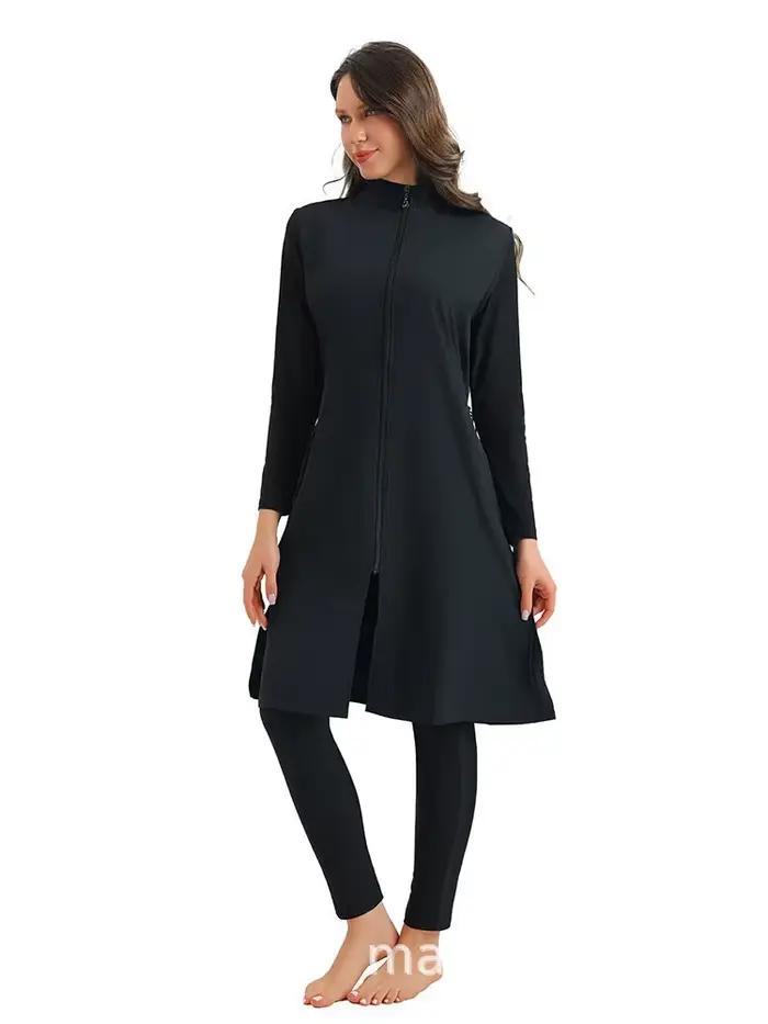 Musulman modeste Burkini femmes à manches longues maillot de bain imprimé couverture complète