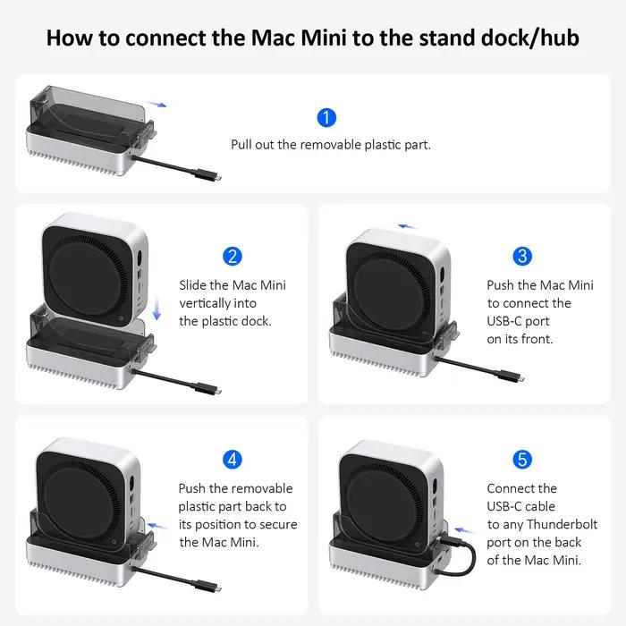 Hub USB C avec boîtier SSD M.2 40Gbps pour Mac Mini M4/M4 Pro support Station d'accueil type-c boîtier SSD USB3.2 Gen2 SD4.0 TF4.0