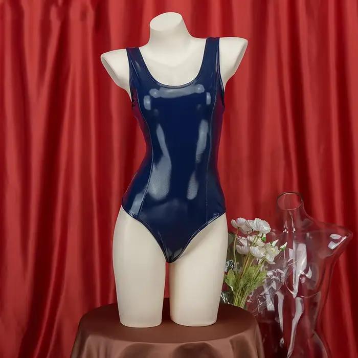 Étudiante fille Lenther serré body maillot de bain Cosplay Costume