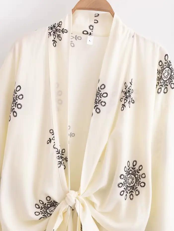 Cache maillot à manches chauve-souris imprimé floral pour femme, kimono bohème, robe courte, maillots de bain vintage, vêtements de plage, mode