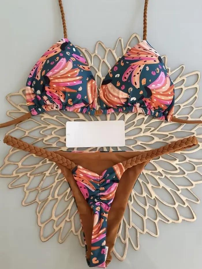 Bikini taille haute maillot de bain sexy string imprimé zèbre pour femmes style de plage occassions spéciales