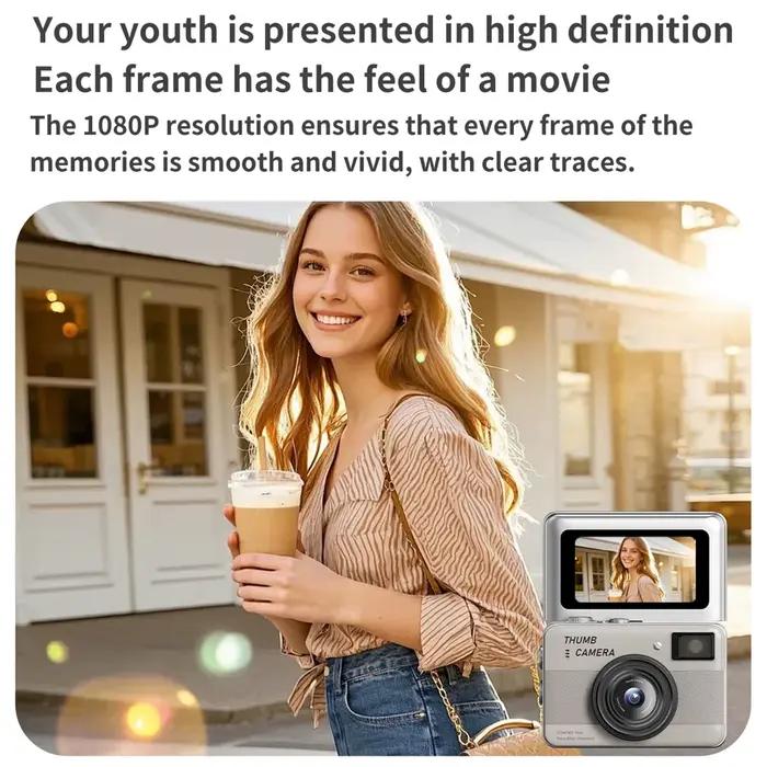 Mini caméra de poche Y2K, enregistreur vidéo 4K avec écran rotatif de 1,47 pouces à 180° pour l'enregistrement en voyage, cadeau d'anniversaire pour les amis