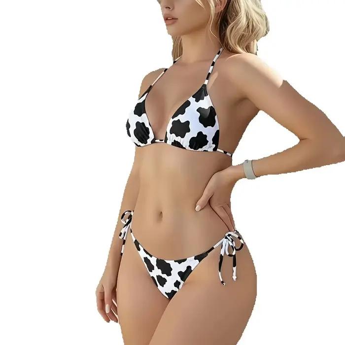 Nouveau bikini string sexy à imprimé vache de style européen et américain pour femmes