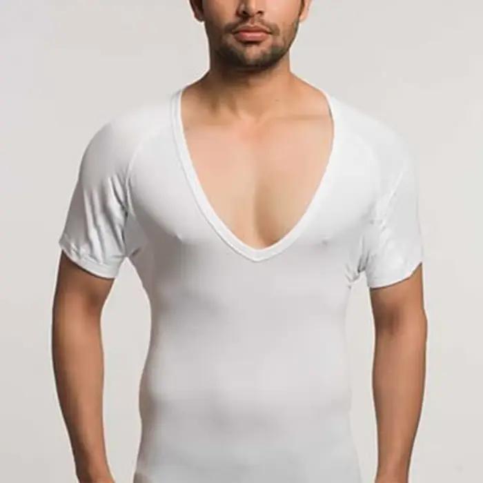 T-shirt à col en V profond pour hommes, sous-vêtements blancs, couche de base de sport, contrôle de la sueur des ati elles, sous-vêtements masculins, résistant à la transpiration, cadeau