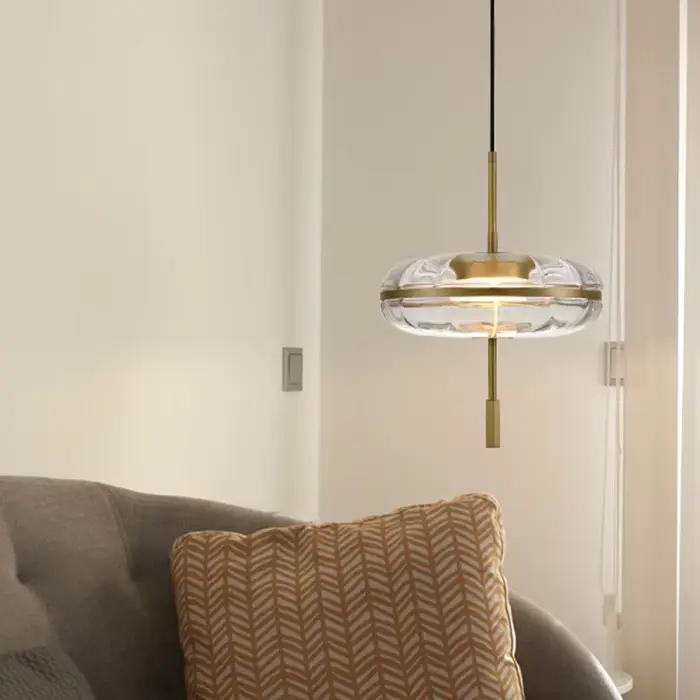 Luminaire suspendu de luxe post-moderne, design Jolie, ovale, effet vague d'eau, en verre nordique, style loft, luminaire suspendu pour îlot