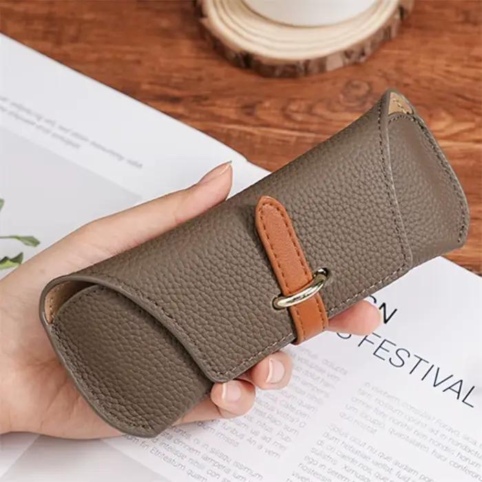 Sacs de lunettes de lecture en cuir pour hommes et femmes, étui de protection portable pour lunettes de soleil de voyage, protecteur de lunettes à la mode