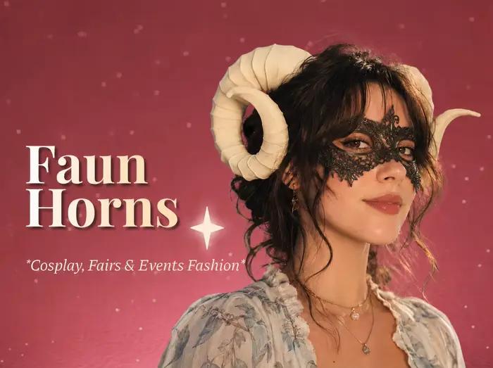 Serre-tête portable en cornes de faun, accessoire de coiffure gothique en cornes de mouton, idéal pour cosplay, démon de la forêt, ou comme accessoire de cheveux pour foire de la Renaissance