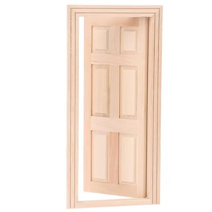 Maison de poupée Miniature, 6 panneaux, porte intérieure en bois, accessoires de meubles de bricolage, 1/12