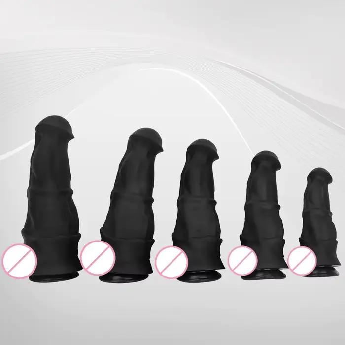 5 tailles de pénis cheval doré pour hommes et femmes avec Silicone souple grand dos Court Plug Anal dispositif de Masturbation Simulation