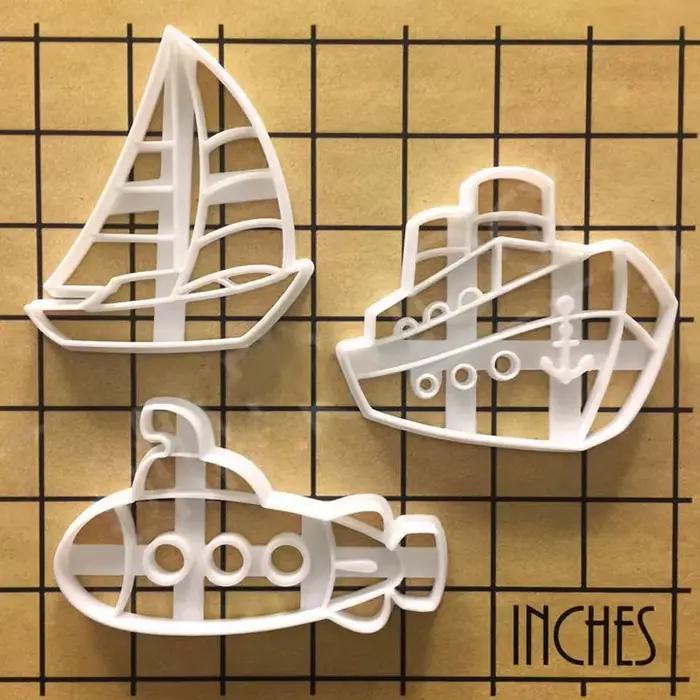 Emporte-pièces en forme de bateau à voile sous-marin à vapeur, motif de bateau, moule à biscuits Fondant, gaufreur, outils de décoration de gâteaux