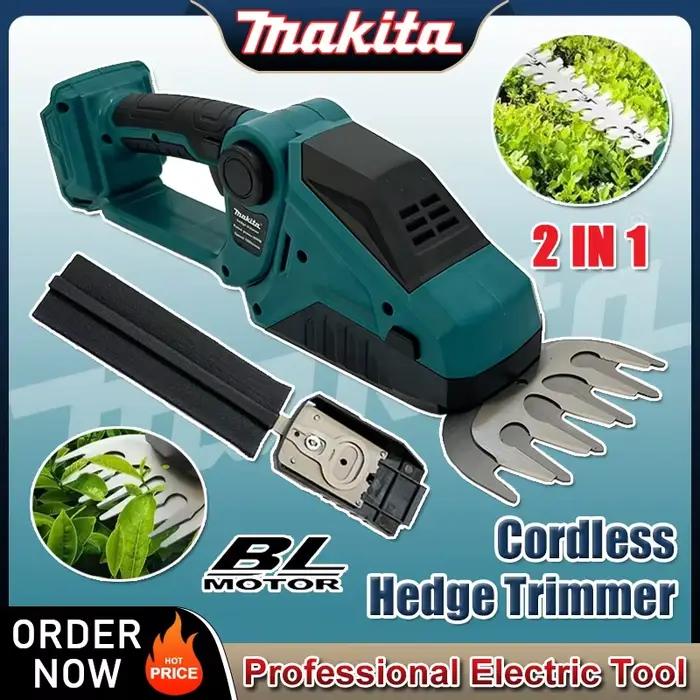 Makita taille-haie sans fil 2 en 1, Mini cisaille à gazon électrique portative, coupe-arbustes pour jardin, batterie 18V
