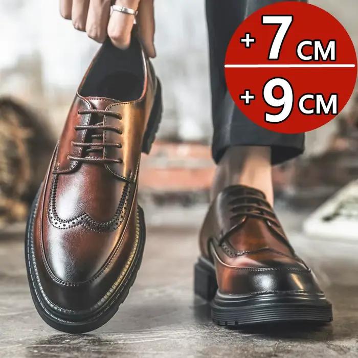 Chaussures Richelieu pour Homme Grande Taille, Rehaussantes, Style Oxford, avec Talon Invisible 4/7/9CM, pour Costume et Mariage