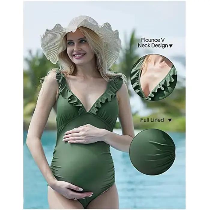 Maillot de bain une pièce à volants avec lacets