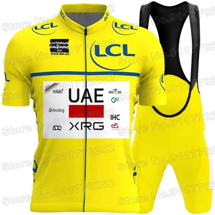 Maillot de Cyclisme UAE Team 2026 France Italy Tour TDF Critérium Du Dauphine,Vêtements de Cyclisme Jaune Slovénie Tadej Pogačar,Chemise de vélo de route,Cuissard à bretelles