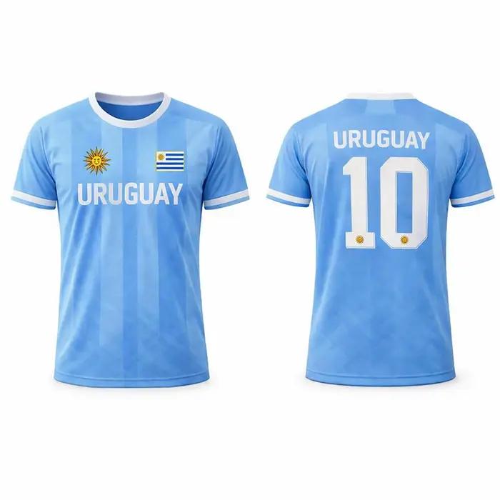 Équipe nationale d'Uruguay # 10 T-shirts de football, pour hommes et femmes, à séchage rapide, respirants, streetwear pour fans de football