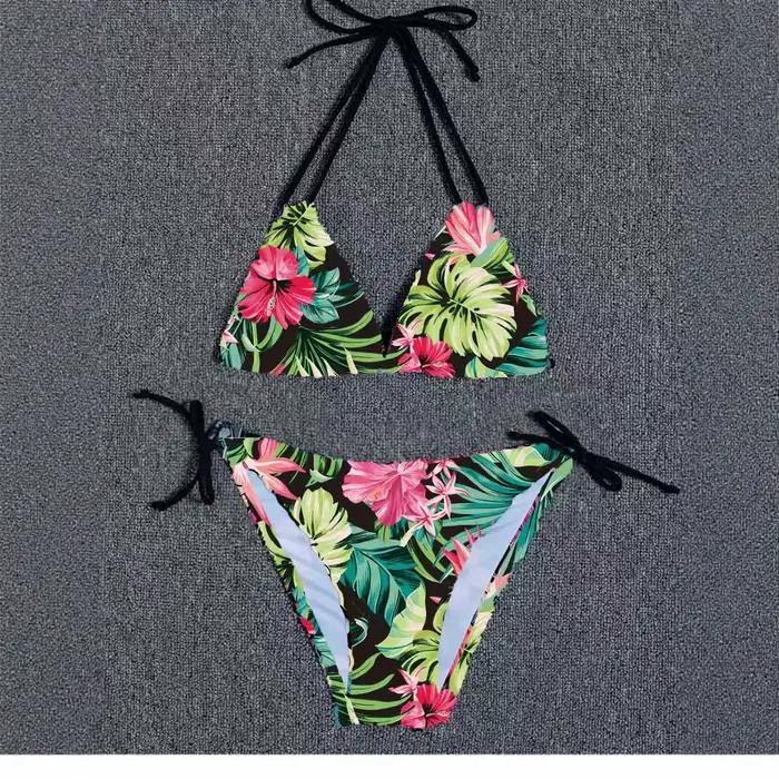 Sexy imprimé fleuri Bikini ensemble femmes maillot de bain deux pièces maillots