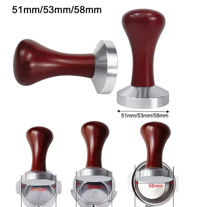 51mm 53mm 58mm Espresso Tamper Café Barista Base Plate Café Tampers Avec Manche En Bois