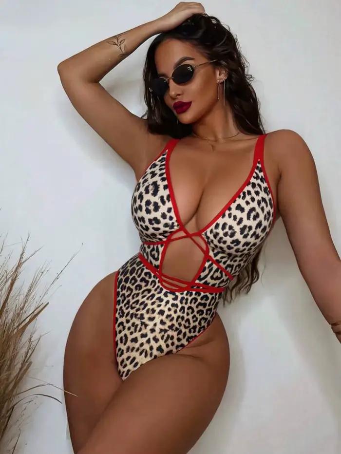 Léopard une pièce maillot de bain Sexy Bikini femmes maillots