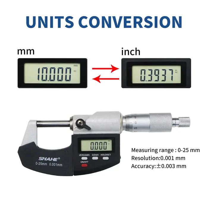 Micromètre numérique SHAHE 0-25 MM avec graduation 0,001 mm, outils de mesure numériques électroniques