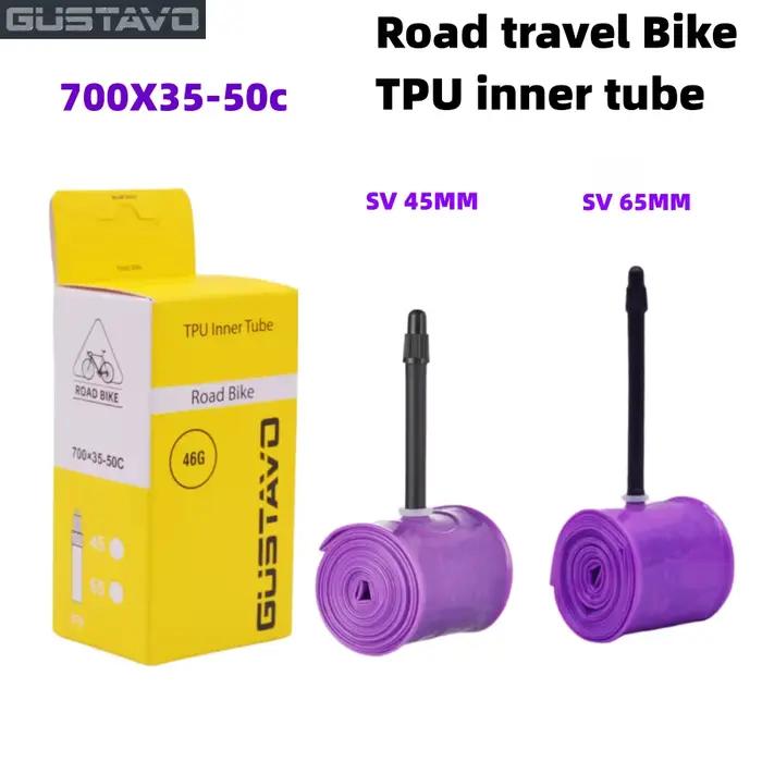 GUSTAVO – chambre à air de vélo de route en gravier, 700x35/50c, matériau TPU, pneu 45mm 65mm de longueur, Valve française