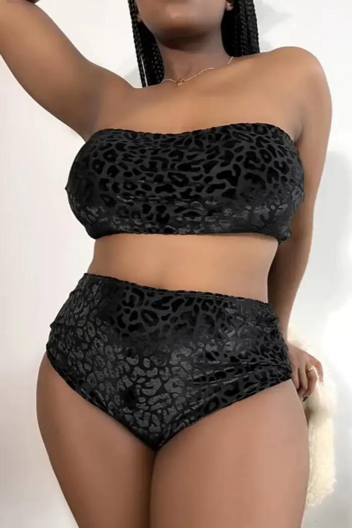 Maillot de bain bandeau léopard 2026 pour femme, grande taille, taille haute, pour la plage et la natation
