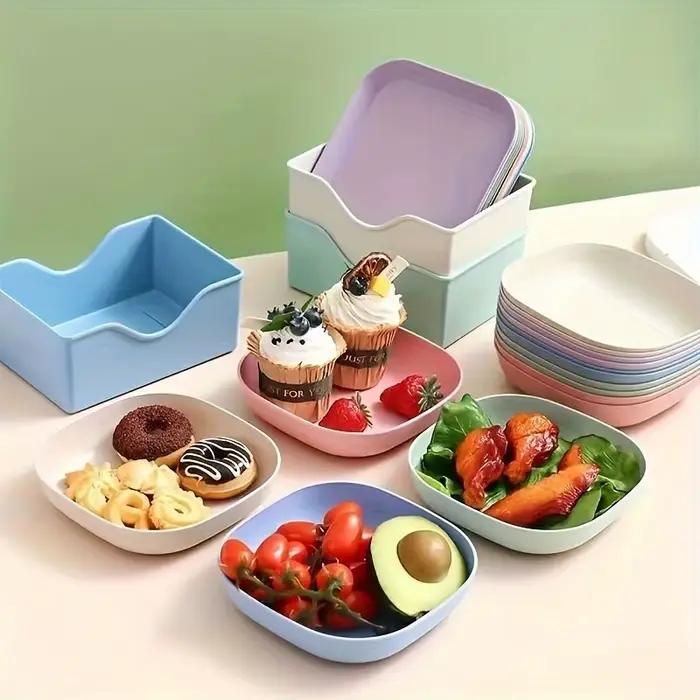 Ensemble d'assiettes à fruits et à desserts réutilisables, plats à collation lavables et multifonctionnels avec Base intégrée pour os et bonbons, polyvalents, 10 pièces