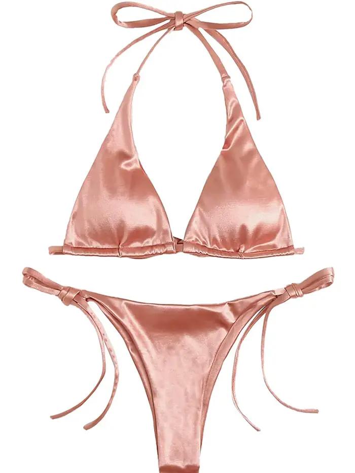 Maillot de bain brésilien sexy en satin à 13 couleurs pour femme
